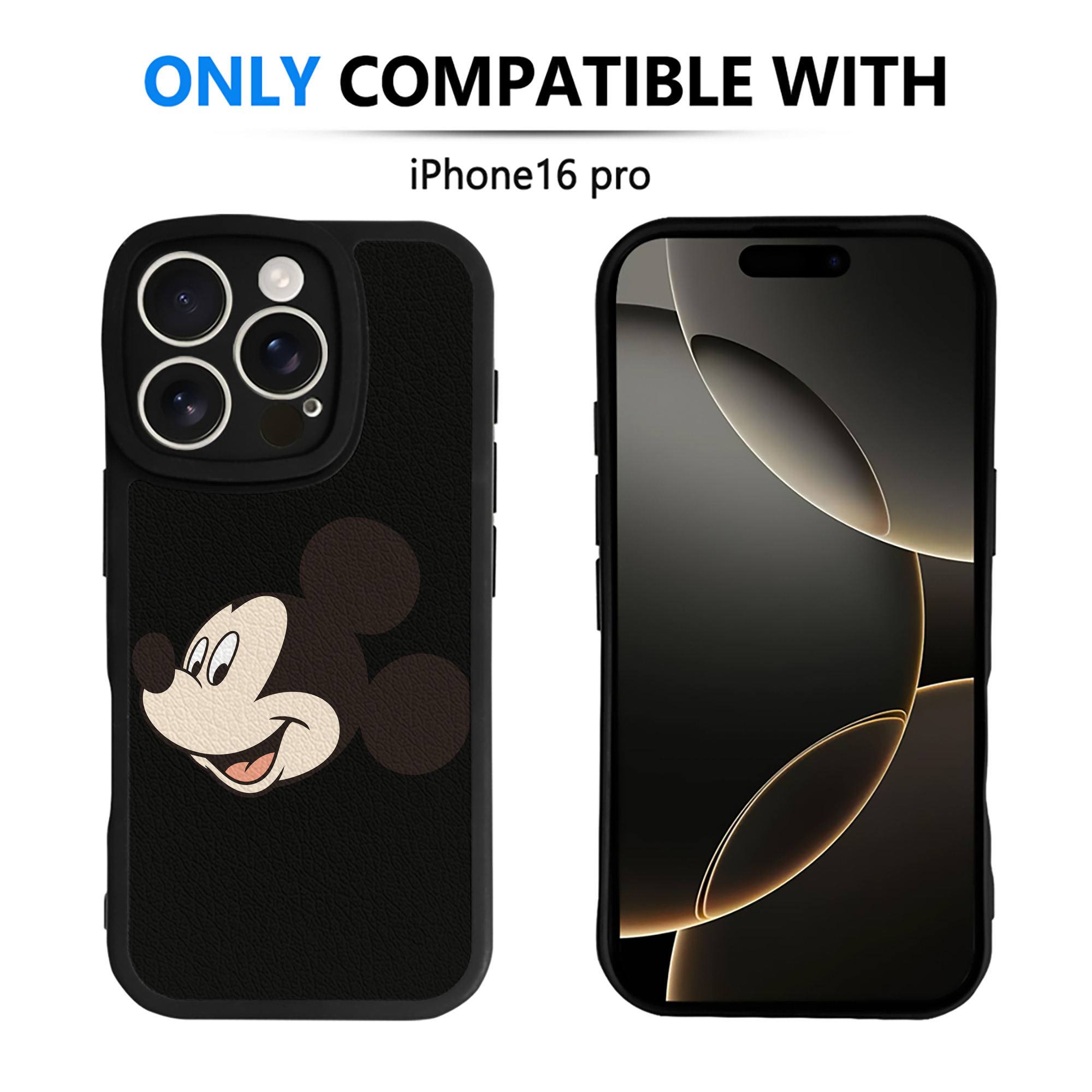 （画像用） ミッキーマウス Mickey Mouse 【iPhone 16シリーズ対応】シリコンスマホケース（レザー調） 材質：シリコン